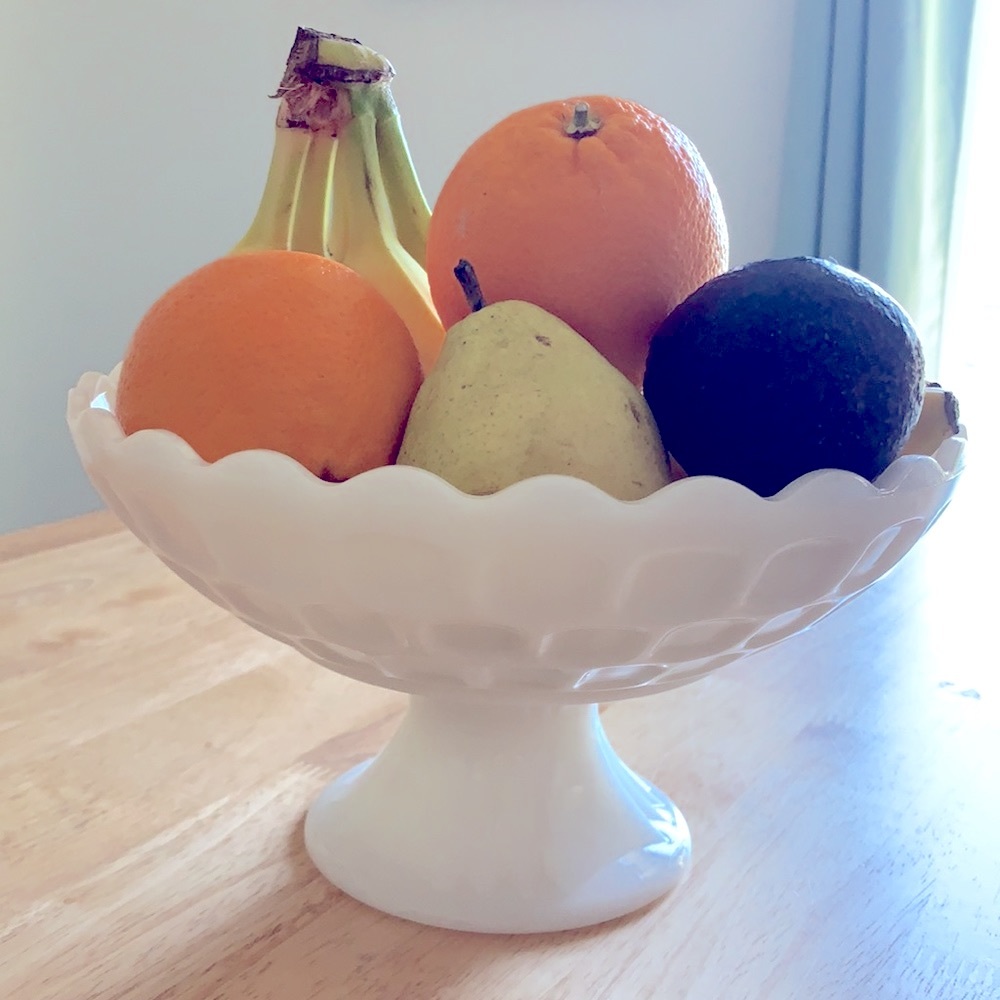 Vintage Federal Yorktown Footed White Milk Glass Fruit Bowl